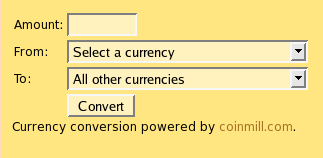 Screenshot of the currency form